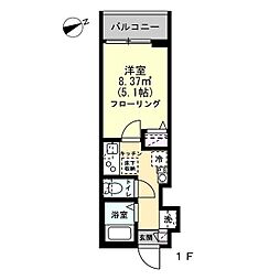 グランクオール西調布 1階1Kの間取り