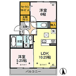 ボヌールメゾン 1階2LDKの間取り