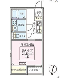 スカイルーチェ南浦和 3階1Kの間取り