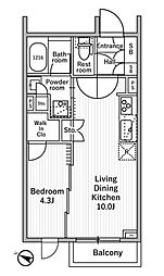 nido MOTOHASUNUMA 1階1LDKの間取り