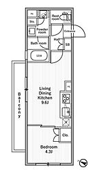 nido MOTOHASUNUMA 3階1LDKの間取り