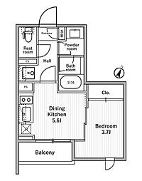 nido MOTOHASUNUMA 5階1DKの間取り