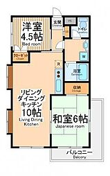 ダイヤハイツ西門 2階2LDKの間取り