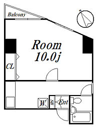 ベルメゾン西荻 4階1Kの間取り