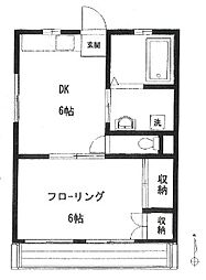 サンハウス 1階1DKの間取り