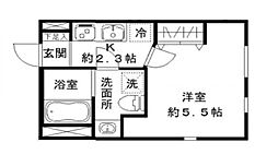 STRIPES東大井 3階1Kの間取り