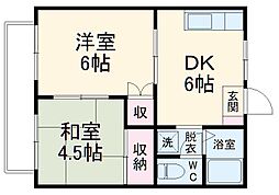 エンドレスハイツ 2階2DKの間取り