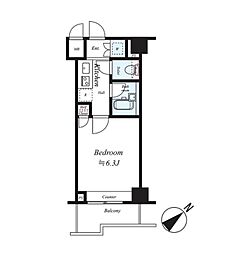 ルーブル溝の口参番館 4階1Kの間取り