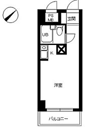 スカイコート横浜日ノ出町 7階ワンルームの間取り