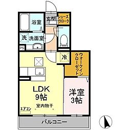 サンガーデン 1階1LDKの間取り