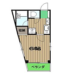 東京メトロ東西線 浦安駅 徒歩7分の賃貸マンション 1階1Kの間取り