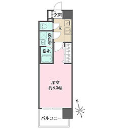リヴェント玉造 1Kの間取図画像