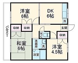 ハイライズ杉山参番館 3DKの間取図画像