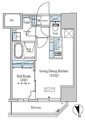アーバネックス上野 802 8階1LDKの間取り