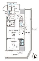 パークアクシス大塚ステーションゲートタワー 1LDKの間取図画像