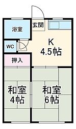 山守荘 2DKの間取図画像