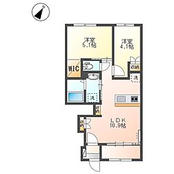 グランデ壱番館 2LDKの間取図画像