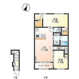 グランデ壱番館 2LDKの間取図画像
