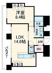ザ・ファインタワー梅田豊崎 1LDKの間取図画像