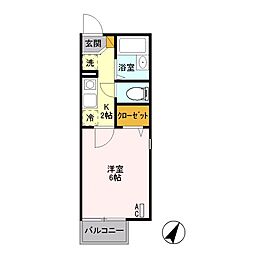 サンコーポ 1Kの間取図画像