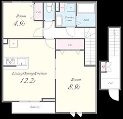 ルミセンス 2LDKの間取図画像