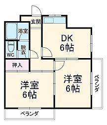 コーポラス長筬 2DKの間取図画像