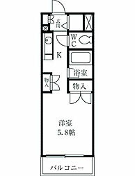 アパートメントK ワンルームの間取図画像