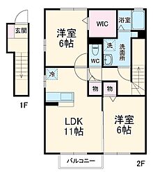 プロイセン弐番館 2LDKの間取図画像