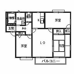 ガーデンタウン・清水B棟 3LDKの間取図画像