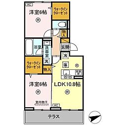シャンティ 2LDKの間取図画像