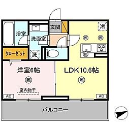 シャンティ 1LDKの間取図画像