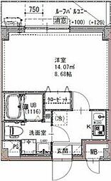 GENOVIA六町 1Kの間取図画像
