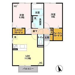プラウドガーデン 2LDKの間取図画像