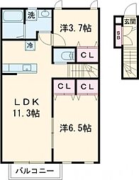 カーサフレスコ 2LDKの間取図画像