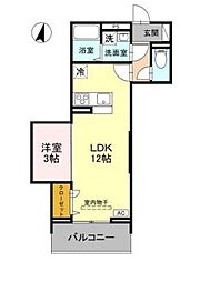 さいたま市中央区下落合2丁目アパート 1LDKの間取図画像