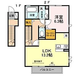 シャ・ノワール 1LDKの間取図画像