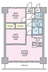 ライブ・トピア八王子 2LDKの間取図画像