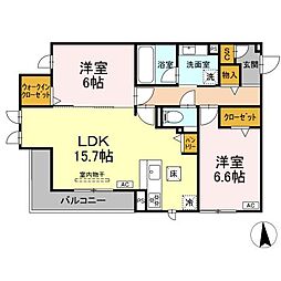 グラシオン 2LDKの間取図画像