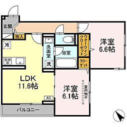 D Paina 鴨居II 2LDKの間取図画像