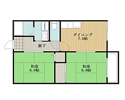 レインボー松本A棟 2DKの間取図画像
