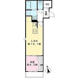 コムジュスイ 1LDKの間取図画像