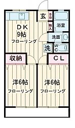 パレスのばら 2DKの間取図画像