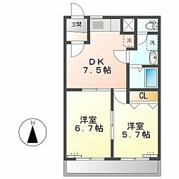 NiCHE 2DKの間取図画像
