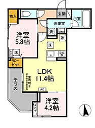 セレスティア谷中 2LDKの間取図画像