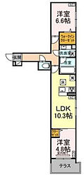 セレスティア谷中 2LDKの間取図画像