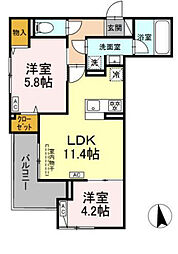 セレスティア谷中 2LDKの間取図画像