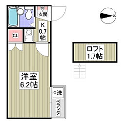 宮原井門 1Kの間取図画像