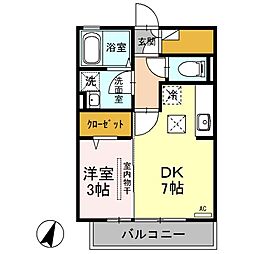 グランブリック 1DKの間取図画像
