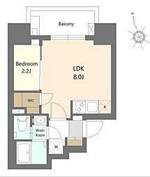 プロスタイルウェルス新小岩 1LDKの間取図画像