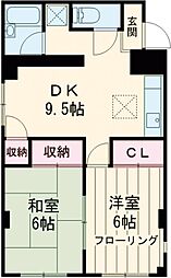 東京メトロ東西線 葛西駅 徒歩12分の賃貸マンション 1階2DKの間取り